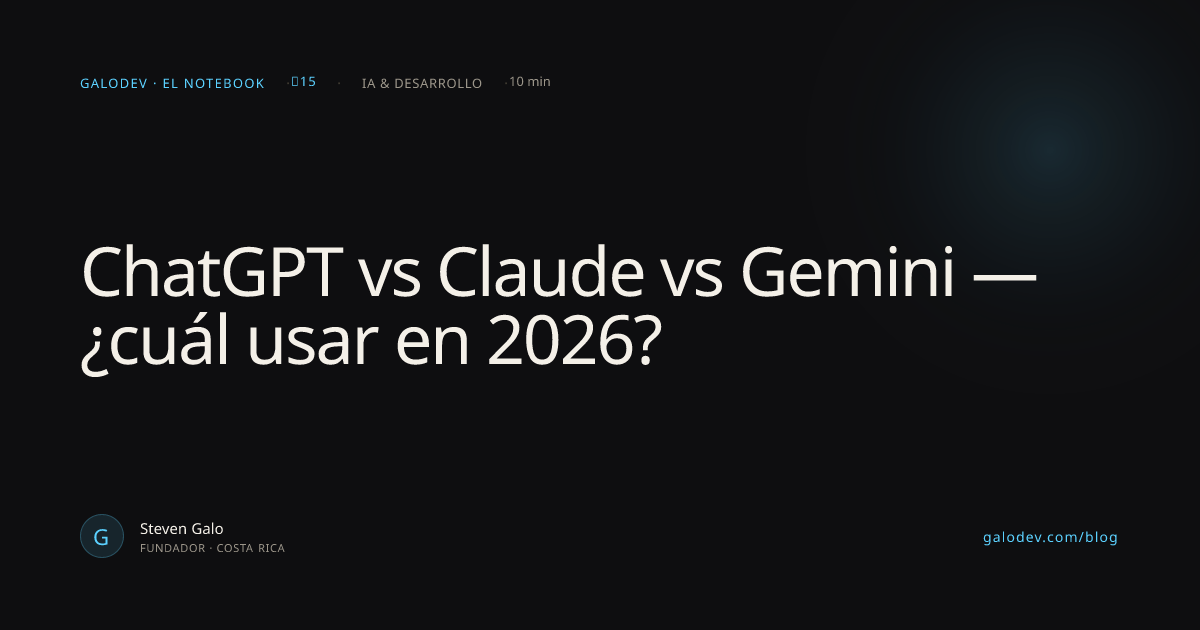 ChatGPT vs Claude vs Gemini — ¿Cuál usar en 2026? — GaloDev — GaloDev